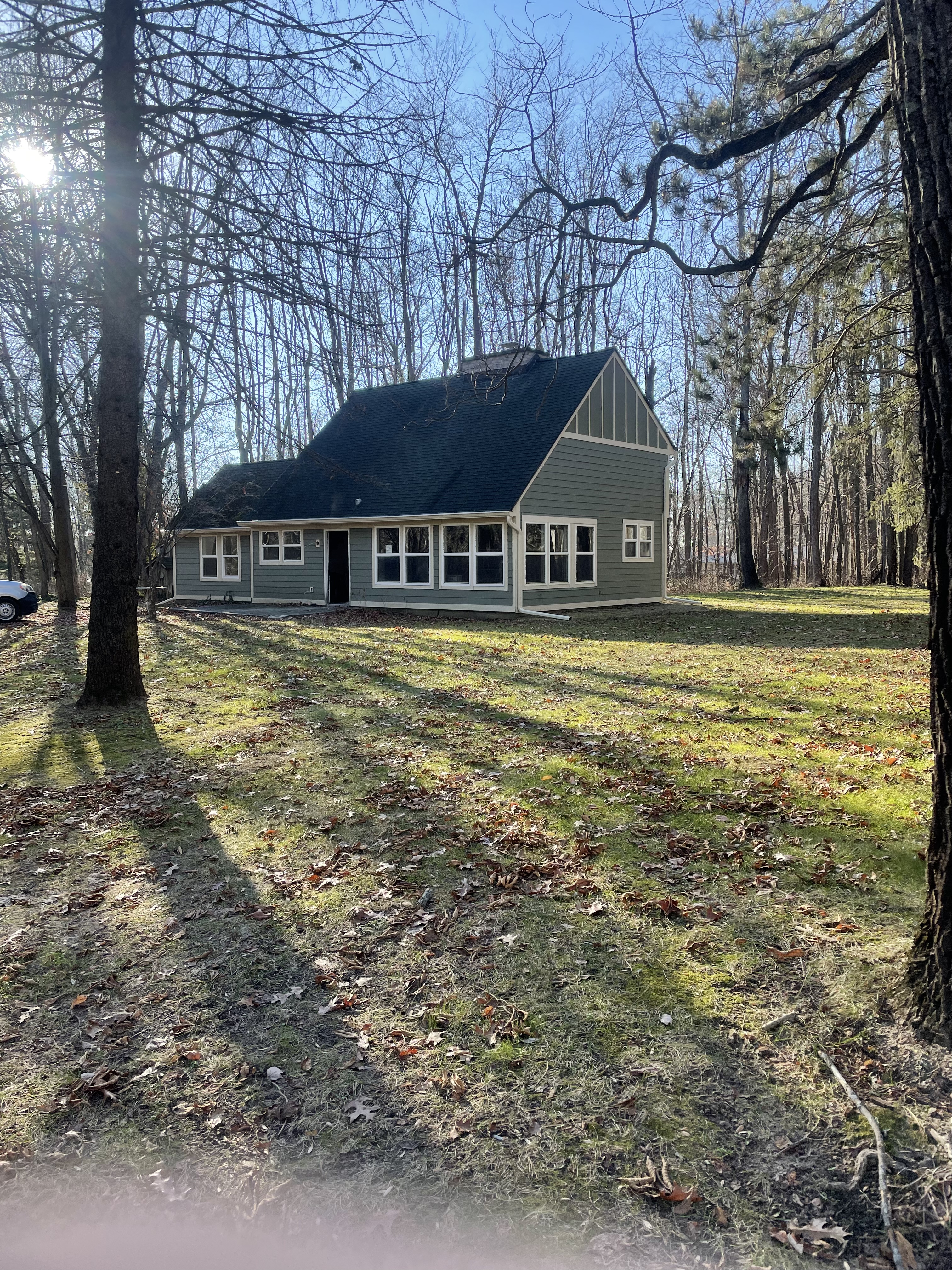 Large paver patio with firepit area