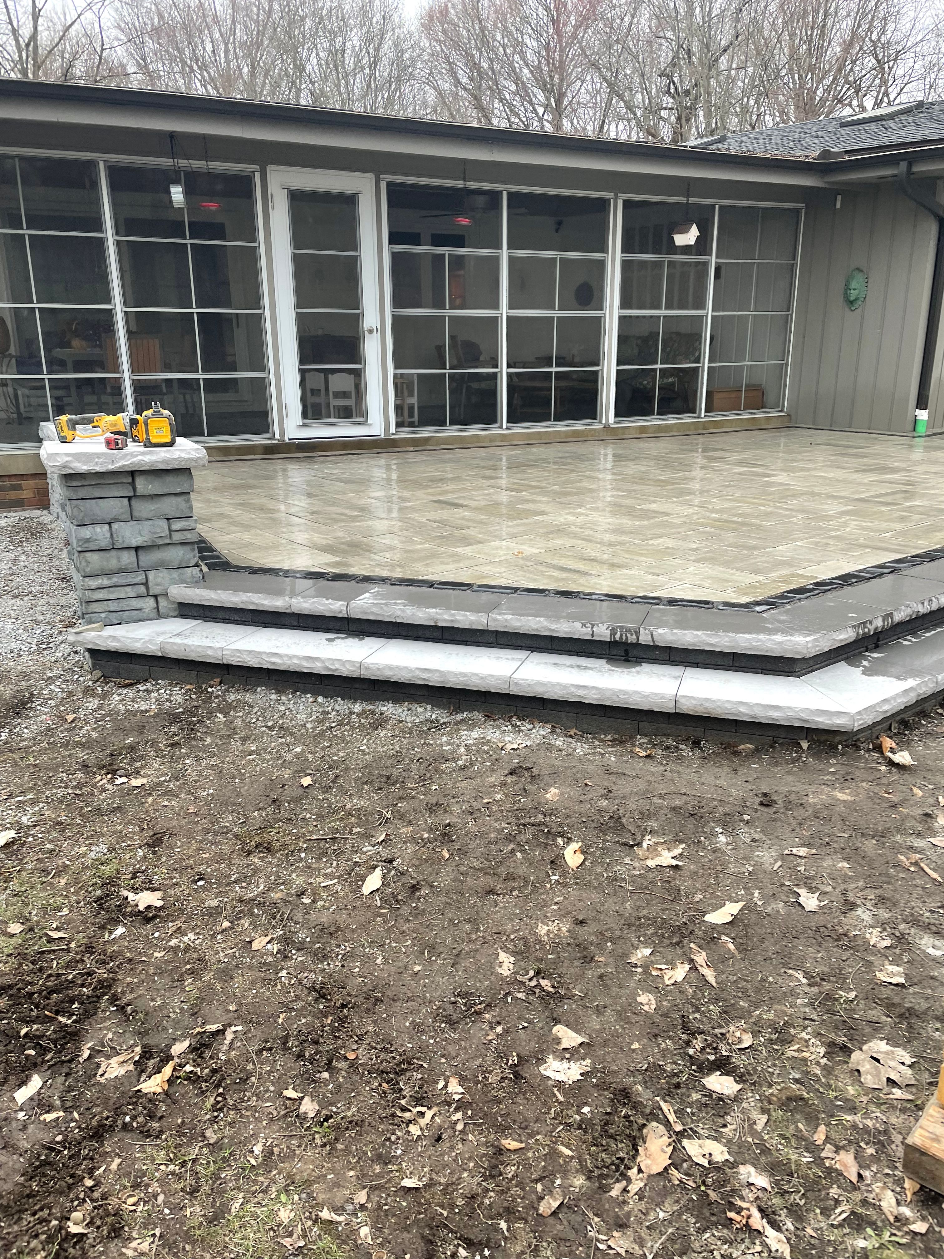 Natural stone garden border wall