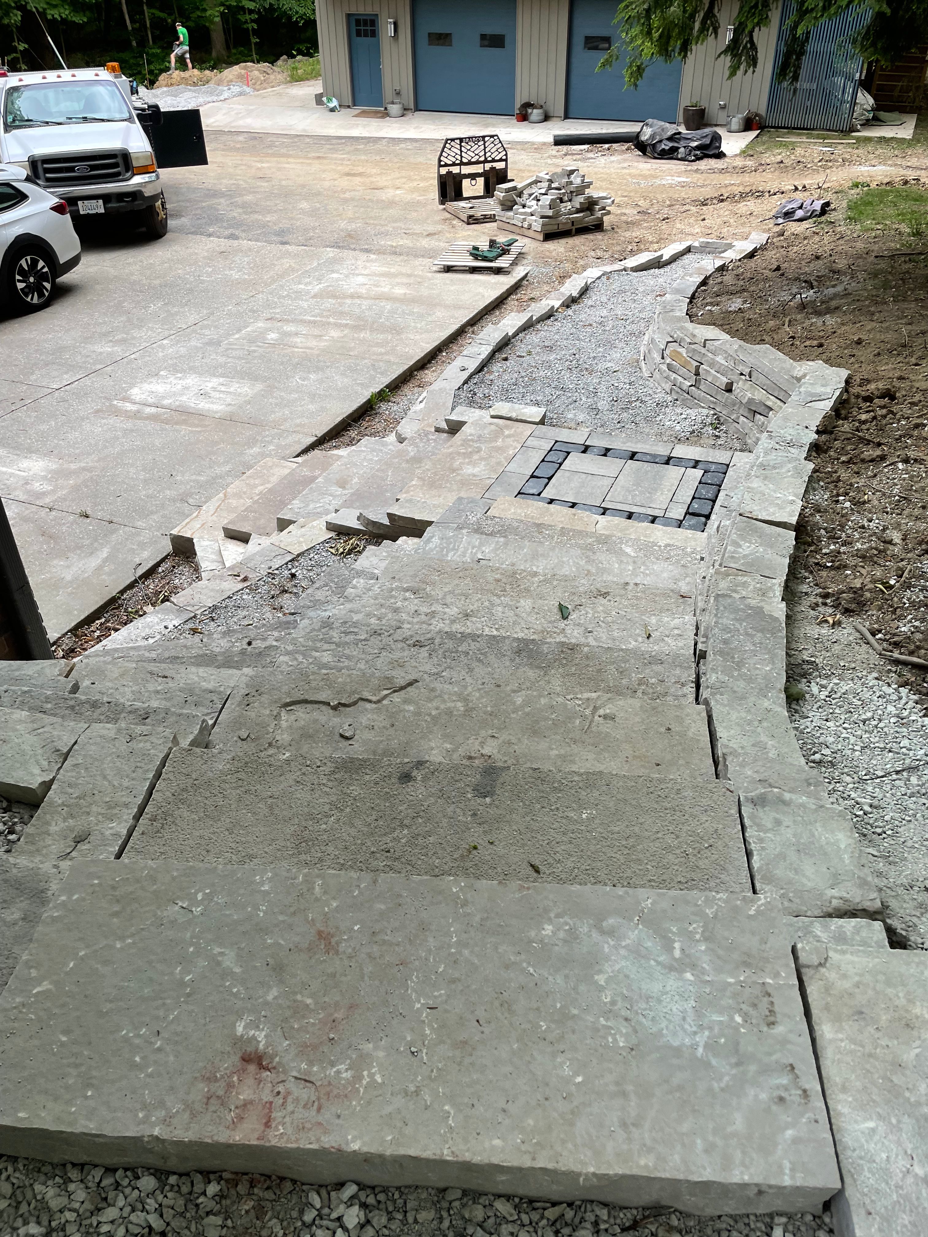 Natural stone pathway through garden