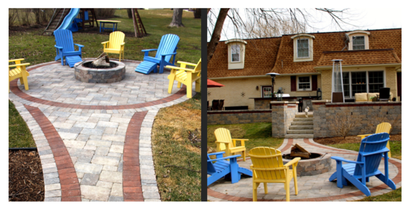 Custom paver patio with seating area